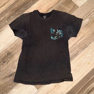 Billabong Black Tee with Tropical Pocket S